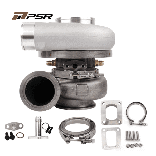 PSR 8582G Curved Point Mill Compressor Wheel Dual Ball Bearing Turbocharger – Dual Vband 1.28A/R+An Adapter Vband to T4