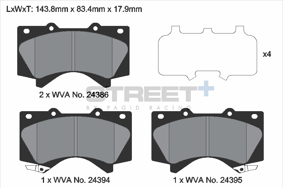 T8070SP2001 - Pagid Street+ Brake Pads; Front - Image 2
