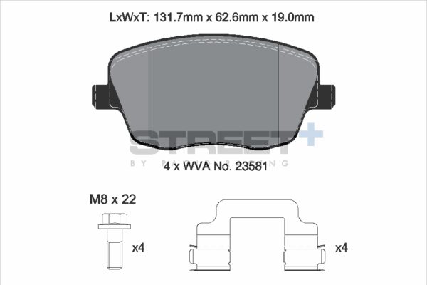 T8177SP2001 - Pagid Street+ Brake Pads; Front - Image 2