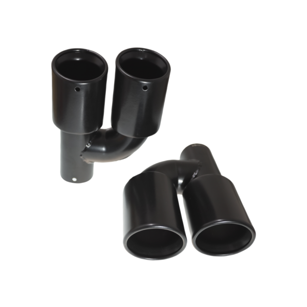 Black exhaust tips set slant cut offset 89mm offset - Image 3