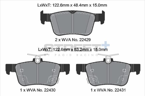 T8237SP2001 - Pagid Street+ Brake Pads; Rear - Image 2