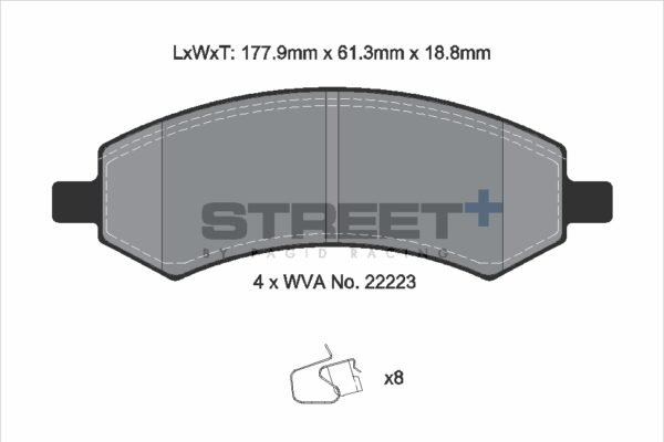 T8136SP2001 - Pagid Street+ Brake Pads; Front - Image 2