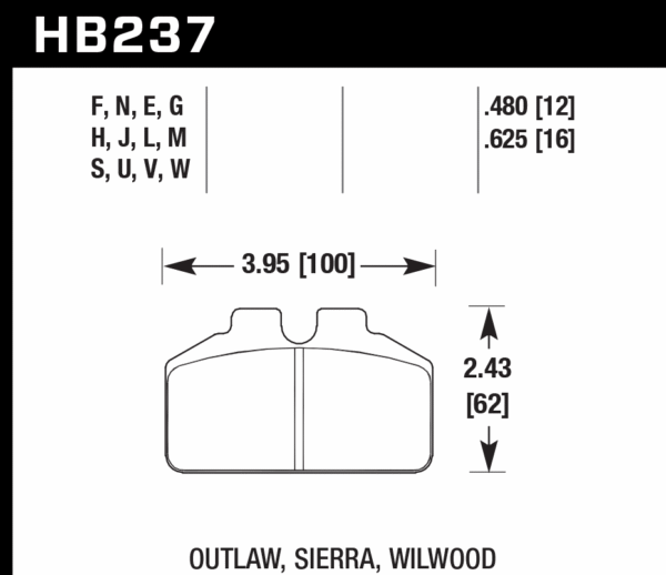 HB237M.625 - Hawk Black Brake Pads; - Image 2