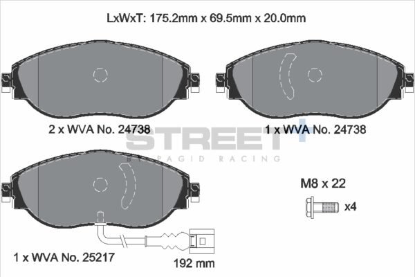 T8092SP2001 - Pagid Street+ Brake Pads; Front - Image 2