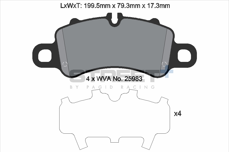 T8273SP2001 - Pagid Street+ Brake Pads; Front - Image 2