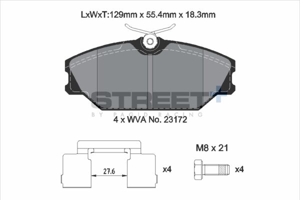 T8165SP2001 - Pagid Street+ Brake Pads; Front - Image 2
