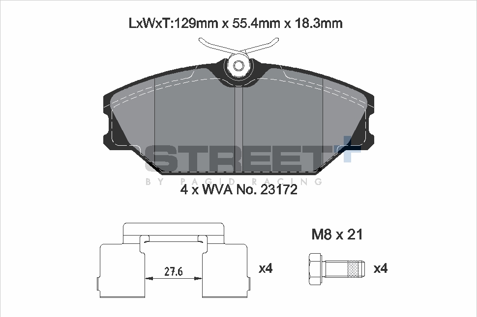 T8165SP2001 - Pagid Street+ Brake Pads; Front - Image 2