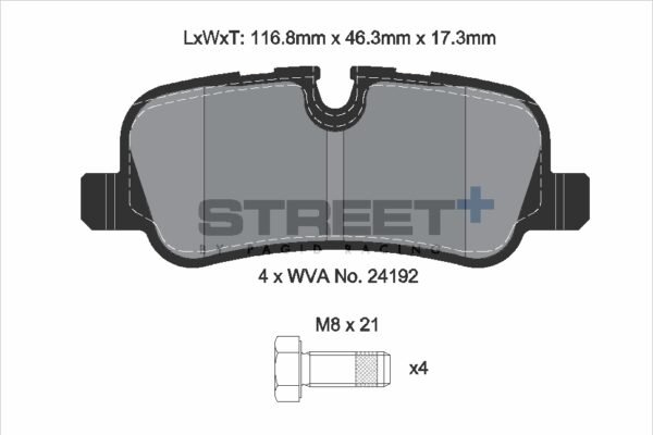 T8061SP2001 - Pagid Street+ Brake Pads; Rear - Image 2