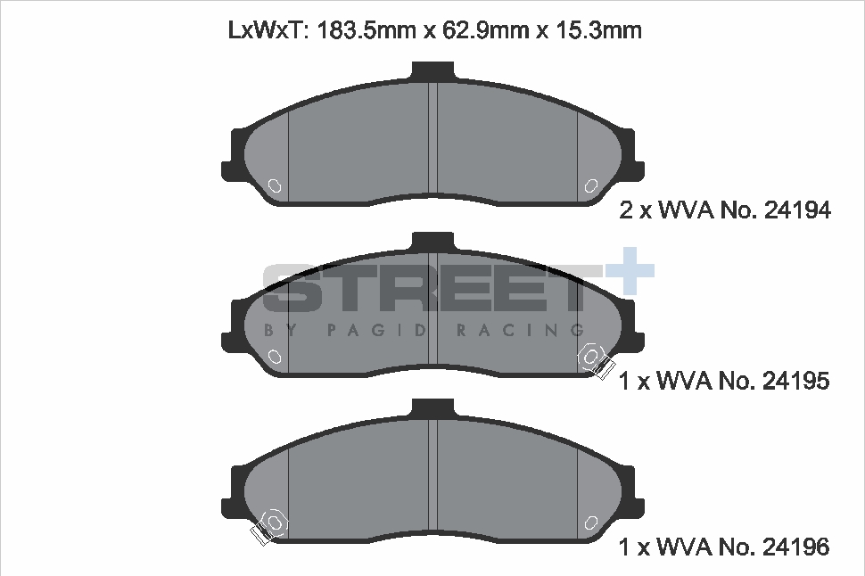 T8062SP2001 - Pagid Street+ Brake Pads; Front - Image 2