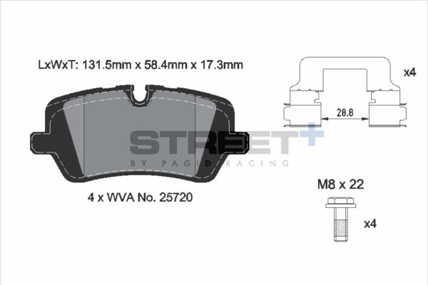 T8123SP2001 - Pagid Street+ Brake Pads; Rear - Image 2