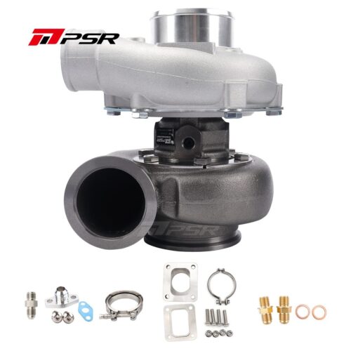 PSR3576 Compact Dual Ball Bearing Turbocharger – V-BAND INLET, V-BAND OUTLET, 1.01A/R + T4 Adapter