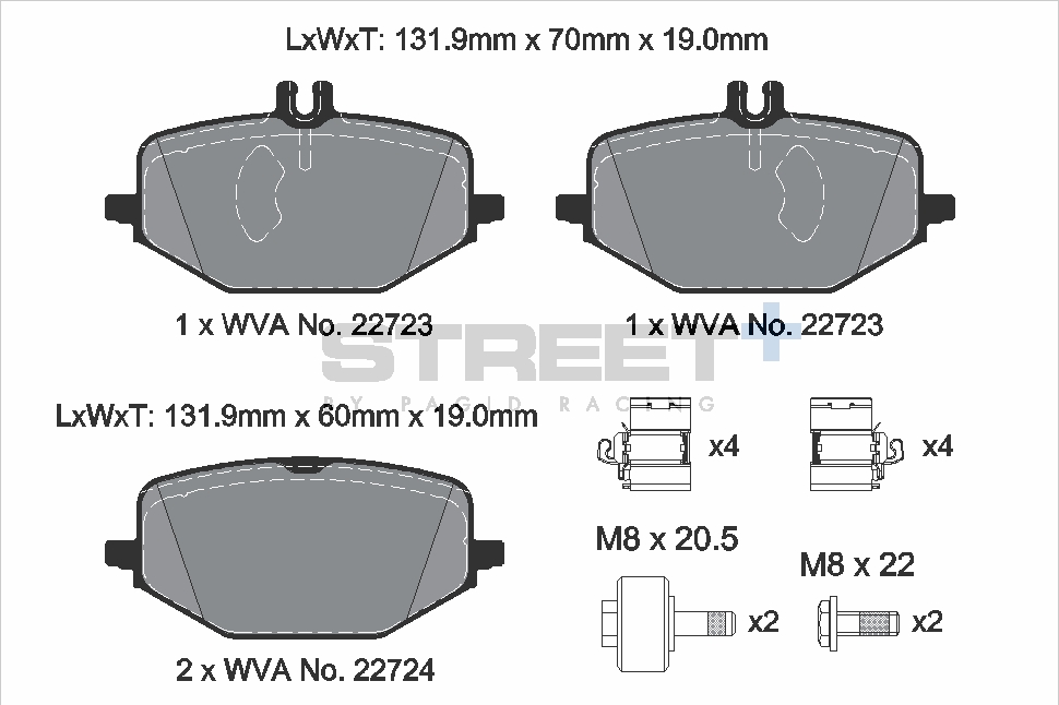 T8263SP2001 - Pagid Street+ Brake Pads; Rear - Image 2