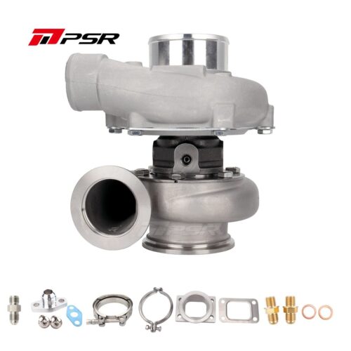 PSR3582 Compact Dual Ball Bearing Turbocharger – STAINLESS STEEL V-BAND INLET, V-BAND OUTLET, 0.64A/R + T3 Adapter