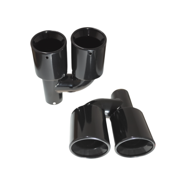 Black exhaust tips set slant cut offset D-101mm - Image 2