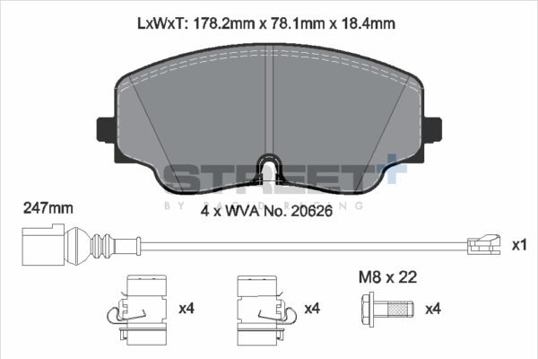 T8218SP2001 - Pagid Street+ Brake Pads; Front - Image 2