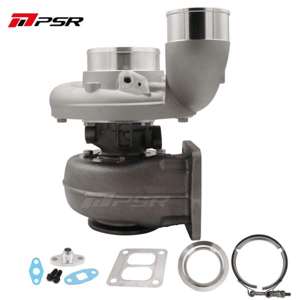 Pulsar Billet 363 366 369 Journal Bearing Turbo with 90¡ã Elbow Outlet Compressor - T4 Divided, 0.91A/R