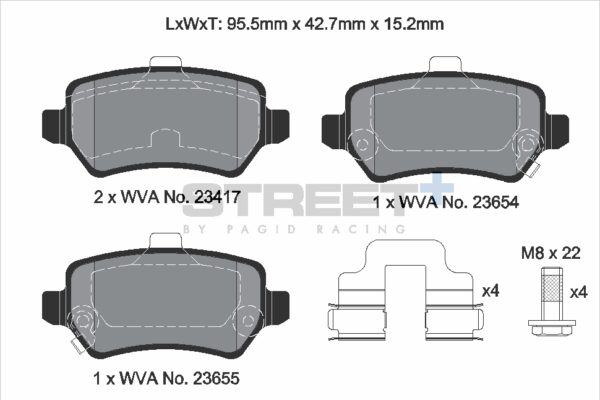 T8309SP2001 - Pagid Street+ Brake Pads; Rear - Image 2