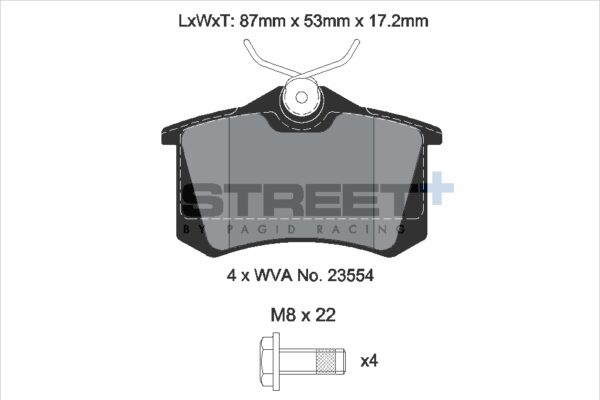 T8176SP2001 - Pagid Street+ Brake Pads; Rear - Image 2