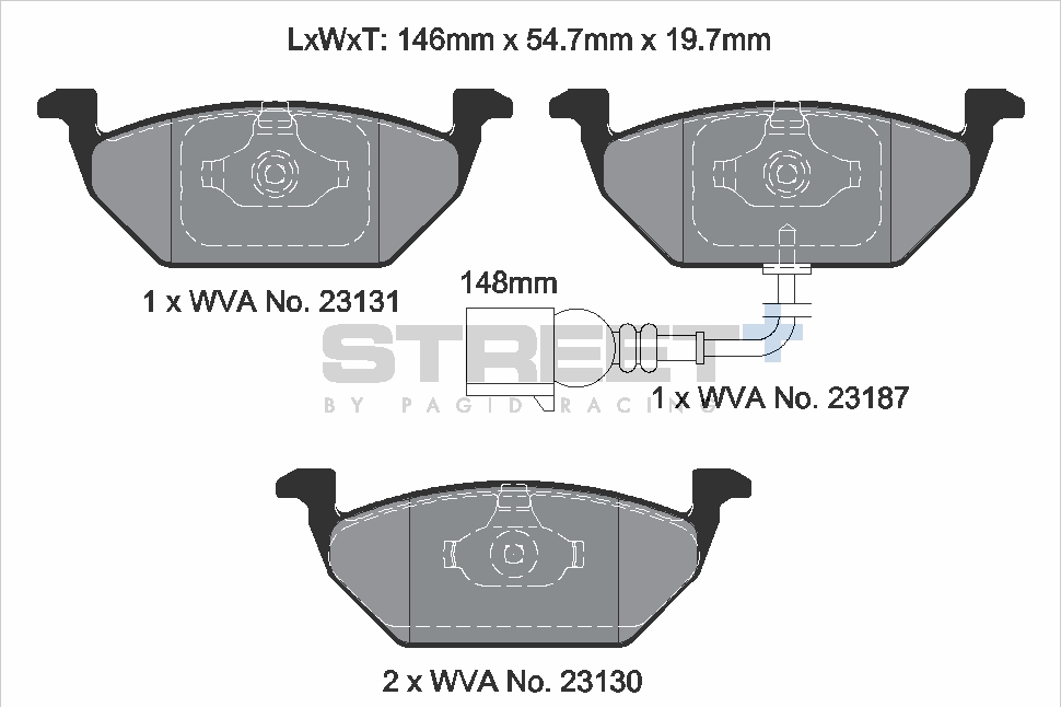 T8164SP2001 - Pagid Street+ Brake Pads; Front - Image 2