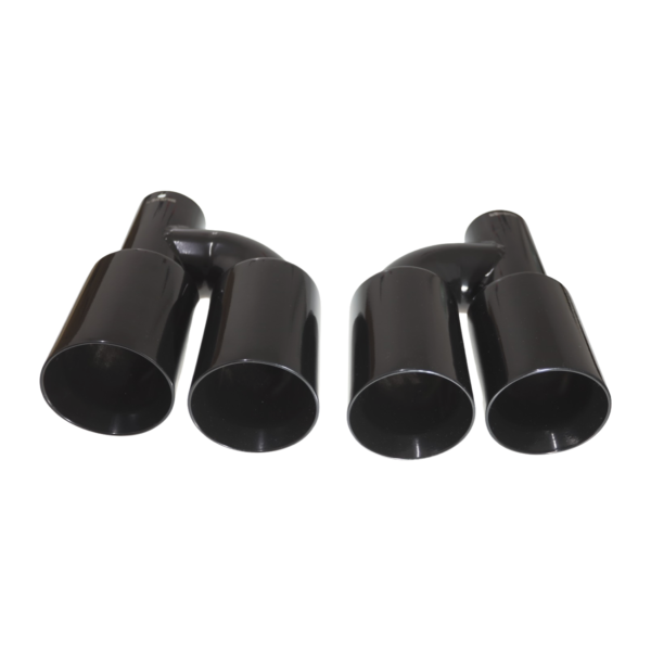 Black exhaust tips set straight cut offset D-89mm