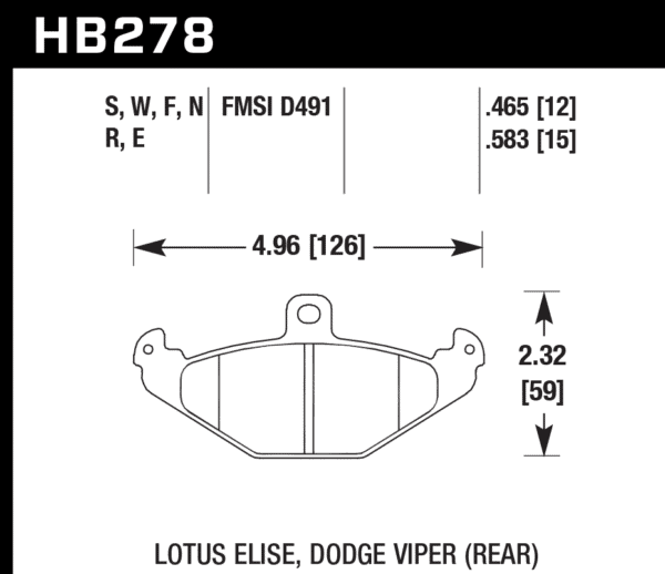 HB278F.465 - Hawk HPS Brake Pads; Rear - Image 2