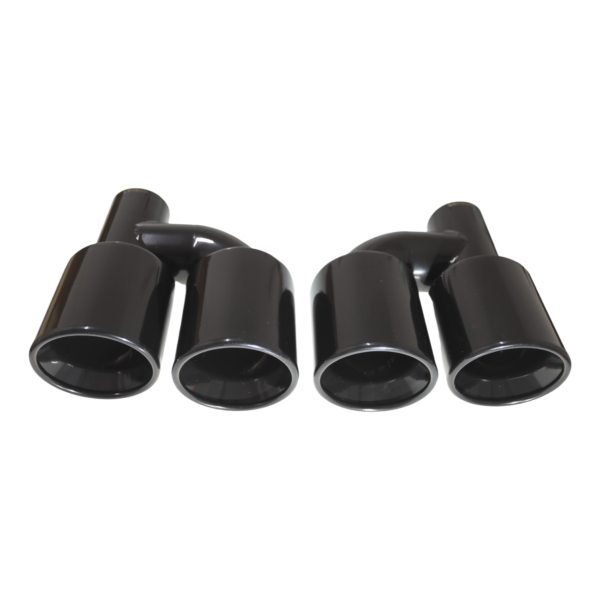 Black exhaust tips set slant cut offset D-101mm