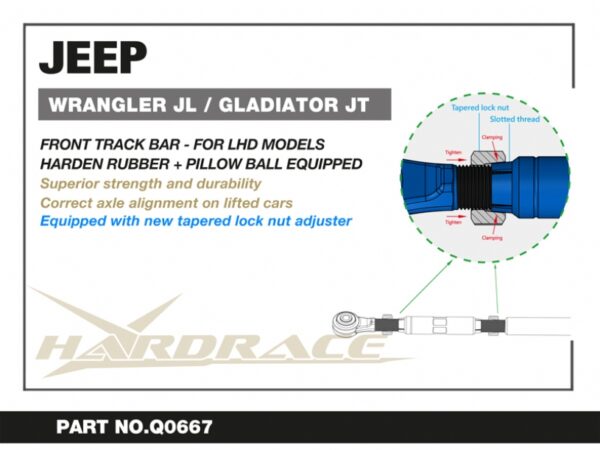 Front Track Bar Jeep Gladiator, Wrangler, Wrangler unlimited - Image 2