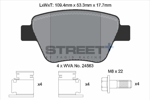 T8080SP2001 - Pagid Street+ Brake Pads; Rear - Image 2