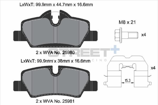 T8305SP2001 - Pagid Street+ Brake Pads; Rear - Image 2