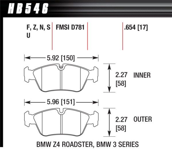 HB546N.654 - Hawk HP Plus Brake Pads; Front - Image 2
