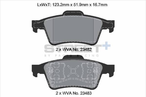 T8293SP2001 - Pagid Street+ Brake Pads; Rear - Image 2