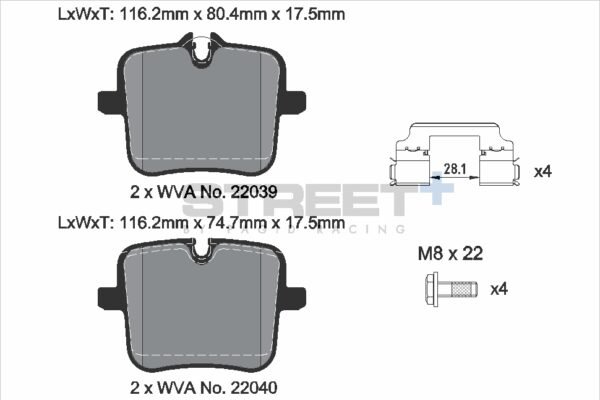 T8268SP2001 - Pagid Street+ Brake Pads; Rear - Image 2