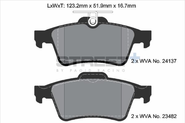 T8057SP2001 - Pagid Street+ Brake Pads; Rear - Image 2