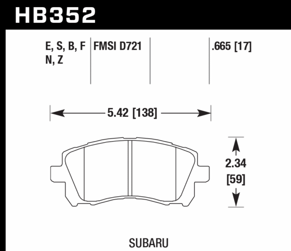 HB352Z.665 - Hawk PC Brake Pads; Front - Image 2