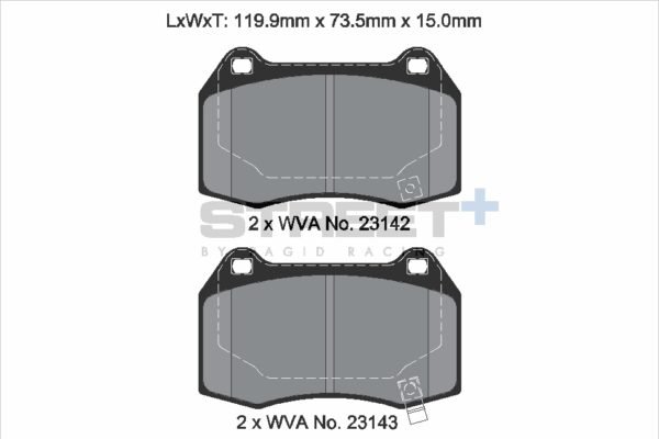 T8019SP2001 - Pagid Street+ Brake Pads; Front - Image 2