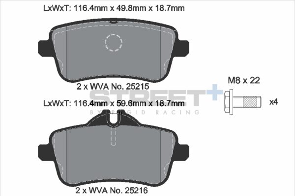 T8115SP2001 - Pagid Street+ Brake Pads; Rear - Image 2