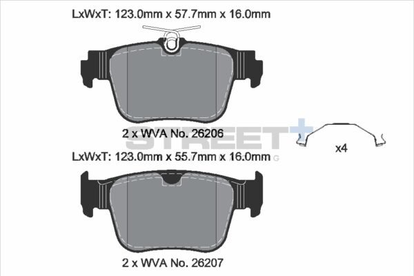 T8232SP2001 - Pagid Street+ Brake Pads; Rear - Image 2