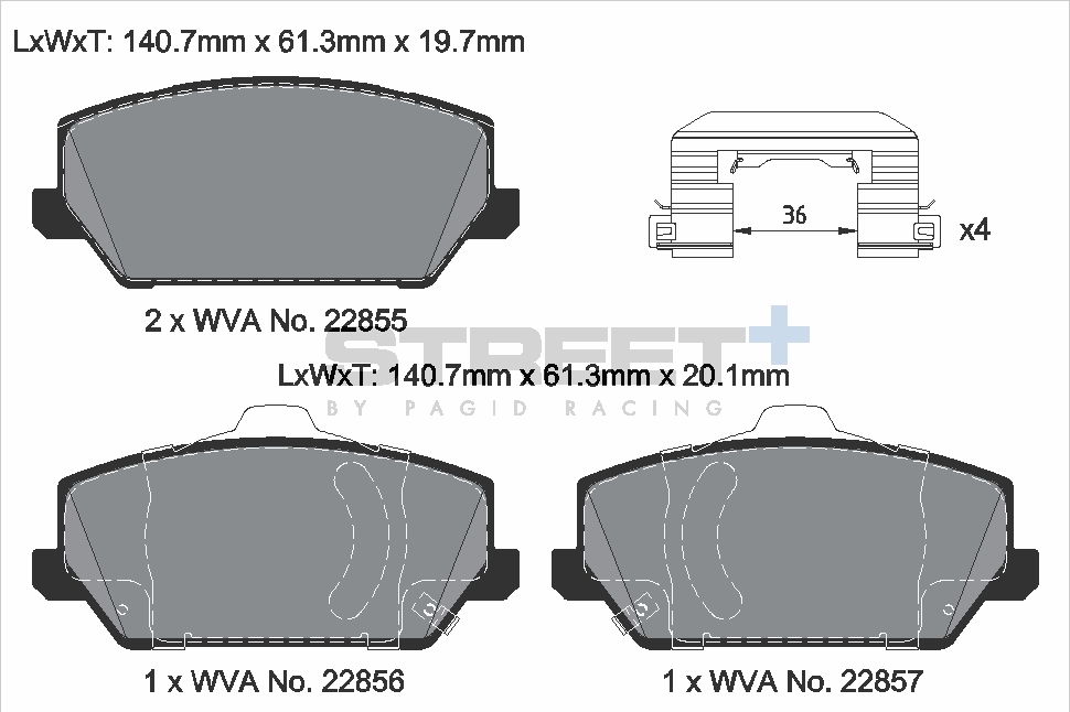T8229SP2001 - Pagid Street+ Brake Pads; Front - Image 2