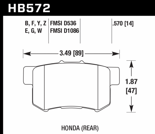 HB572F.570 - Hawk HPS Brake Pads; Rear - Image 2