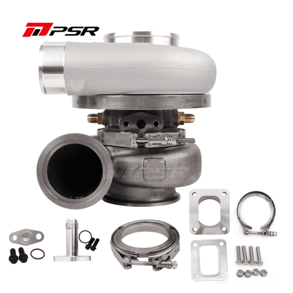 PSR 7982G Curved Point Mill Compressor Wheel Dual Ball Bearing Turbocharger - Dual Vband 1.01A/R+An Adapter Vband to T4