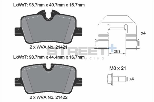 T8266SP2001 - Pagid Street+ Brake Pads; Rear - Image 2