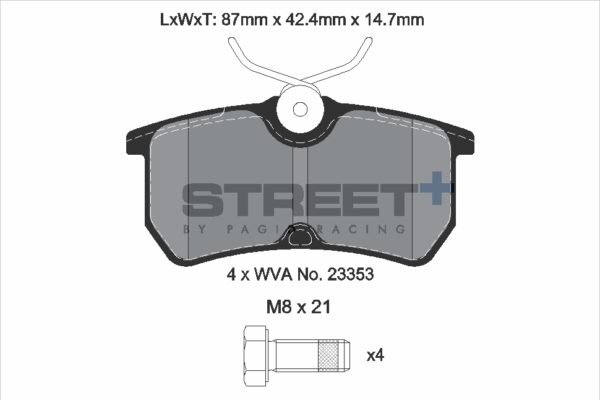 T8170SP2001 - Pagid Street+ Brake Pads; Front - Image 2