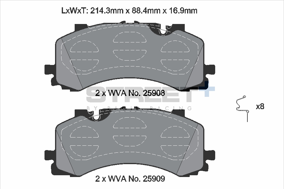 T8262SP2001 - Pagid Street+ Brake Pads; Front - Image 2