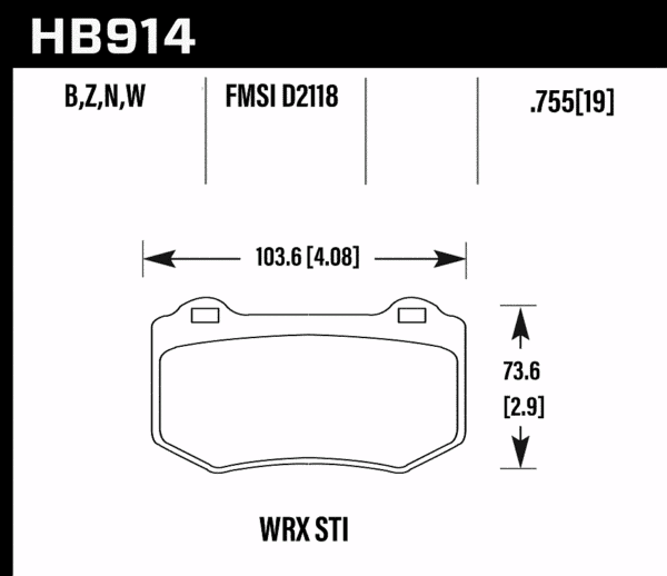 HB914Z.580 - Hawk PC Brake Pads; Rear - Image 2
