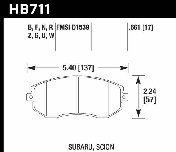 HB711N.661 - Hawk HP Plus Brake Pads; Front - Image 2