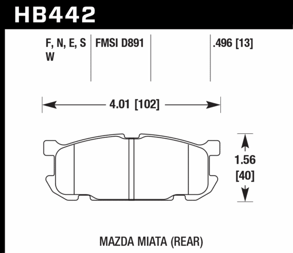 HB442B.496 - Hawk HPS 5.0 Brake Pads; Rear - Image 2