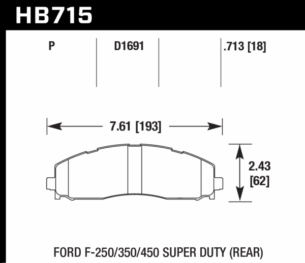 HB715P.713 - Hawk SuperDuty Brake Pads; Rear - Image 2