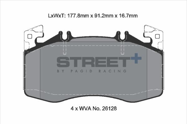 T8217SP2001 - Pagid Street+ Brake Pads; Front - Image 2