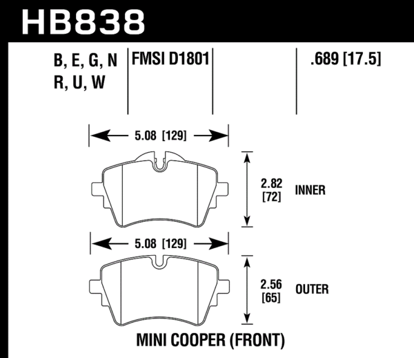 HB838B.689 - Hawk HPS 5.0 Brake Pads; Front - Image 2