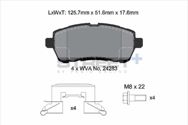 T8187SP2001 - Pagid Street+ Brake Pads; Front - Image 2